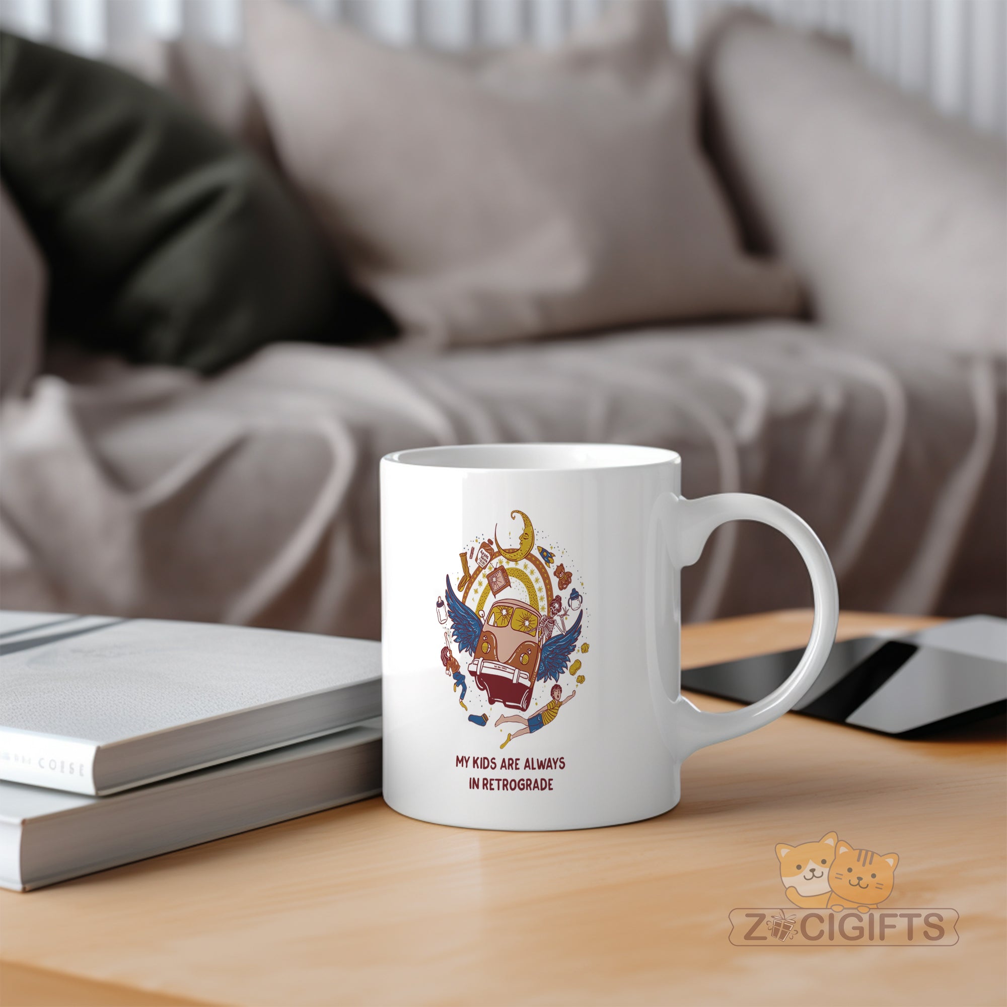 "Funny Astrology Mom Mug - 'My Kids Are Always In Retrograde' Humorous Coffee Cup for Moms, Retro Vintage Design Gift Idea for Mother's Day, Birthday, Christmas, Astrology Lovers in North America & Europe"