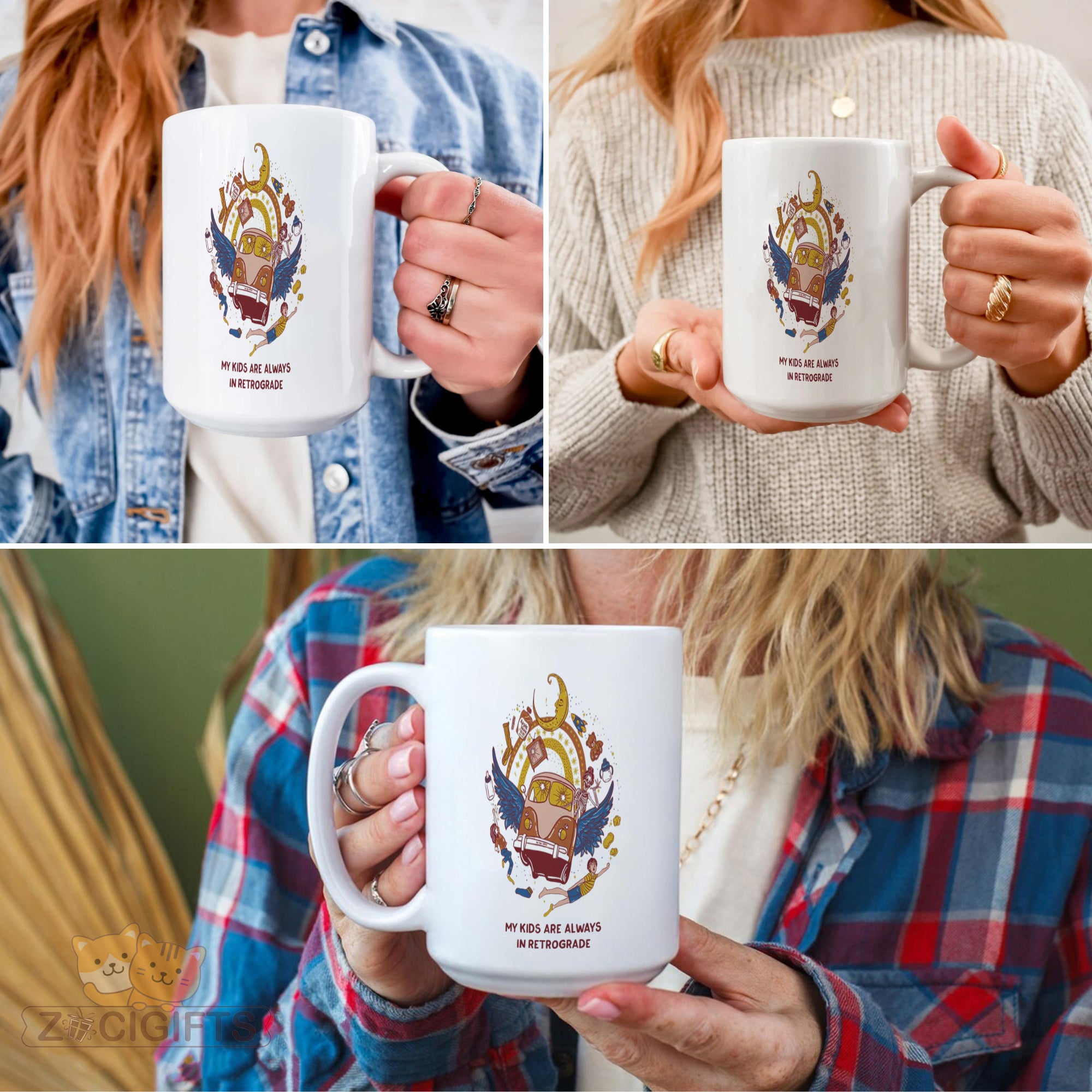 "Funny Astrology Mom Mug - 'My Kids Are Always In Retrograde' Humorous Coffee Cup for Moms, Retro Vintage Design Gift Idea for Mother's Day, Birthday, Christmas, Astrology Lovers in North America & Europe"