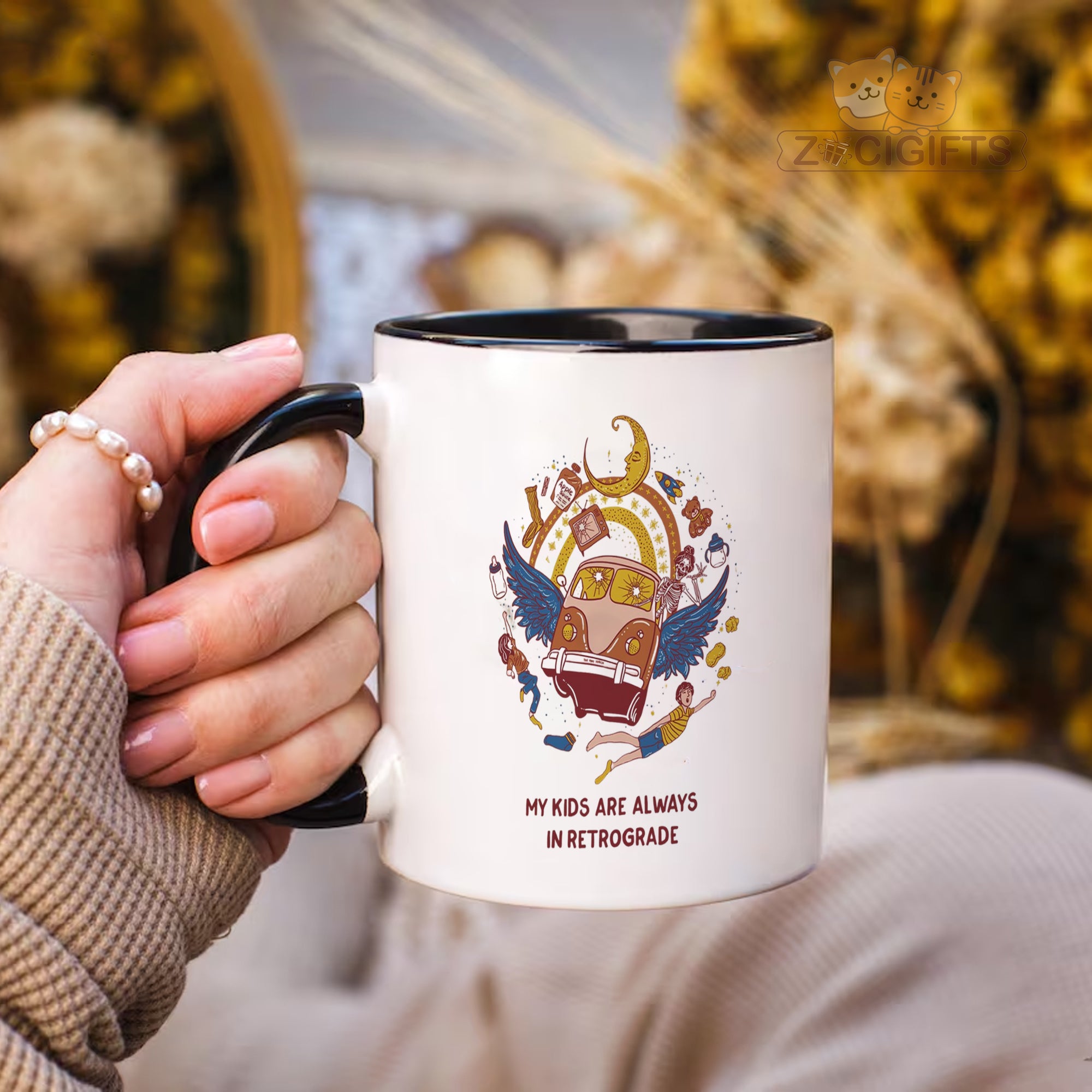 "Funny Astrology Mom Mug - 'My Kids Are Always In Retrograde' Humorous Coffee Cup for Moms, Retro Vintage Design Gift Idea for Mother's Day, Birthday, Christmas, Astrology Lovers in North America & Europe"