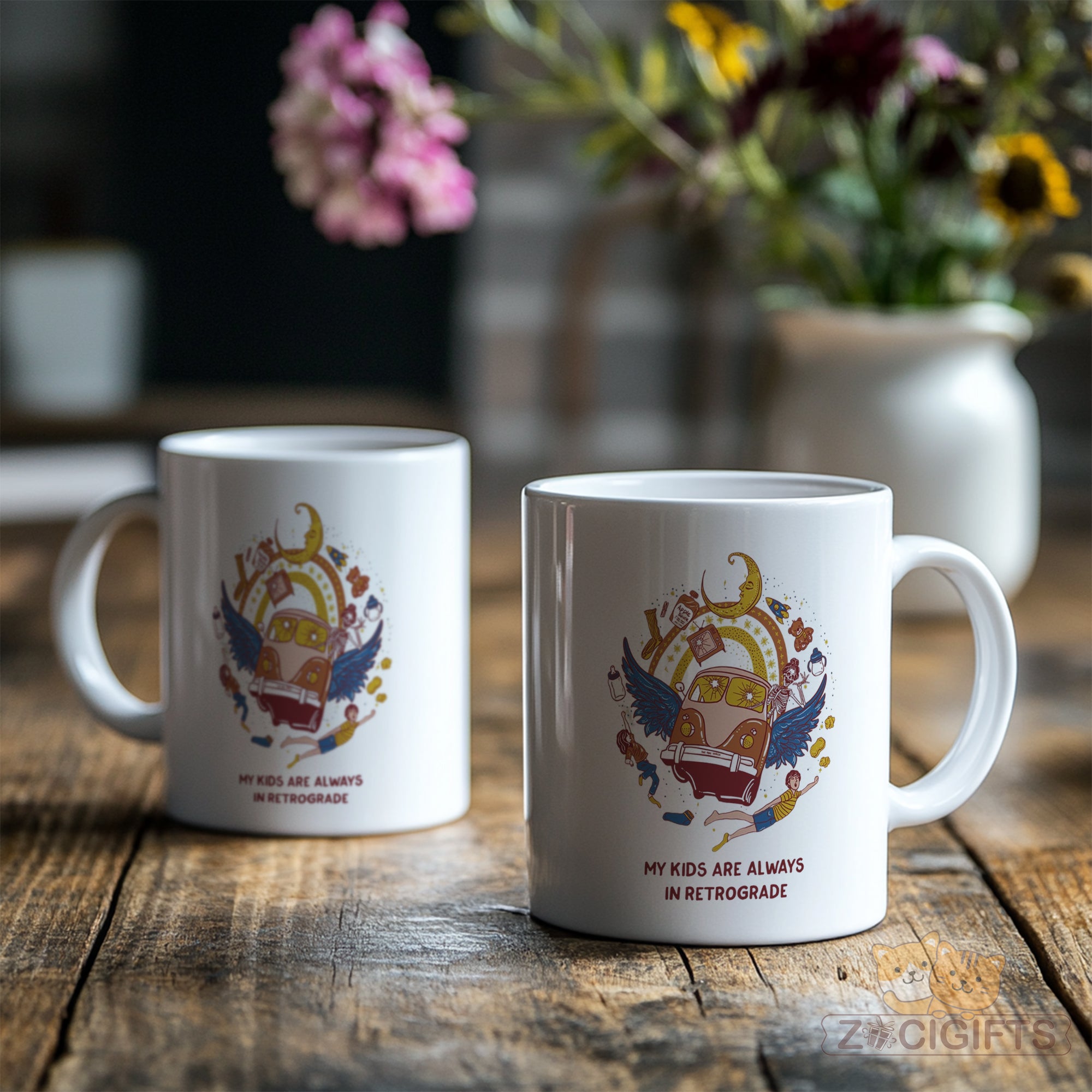 "Funny Astrology Mom Mug - 'My Kids Are Always In Retrograde' Humorous Coffee Cup for Moms, Retro Vintage Design Gift Idea for Mother's Day, Birthday, Christmas, Astrology Lovers in North America & Europe"