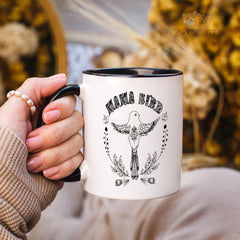 "Mama Bird Folk Art Mug - Whimsical Bird Design Coffee Cup for Moms, Bird Lovers, Gift Idea for Mother's Day, Birthdays in North America & Europe"