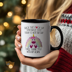 "Back The F**ck Up" Funny Angry Unicorn Mug - Sassy Humorous Ceramic Coffee Mug, Gift for Sarcasm & Unicorn Lovers in USA and Europe
