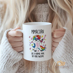 "Mimacorn Mug - Funny Unicorn Mug for Mima, 'Like A Normal Mima But More Awesome' Design, Perfect Gift for Mima on Mother's Day, Birthday, Christmas or Just Because"