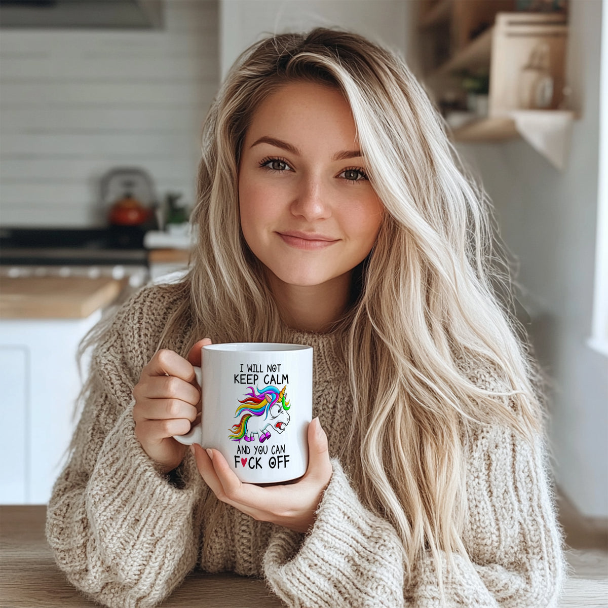 "Funny Sarcastic Unicorn Mug - 'I Will Not Keep Calm And You Can F**k Off' Angry Unicorn Design, Humorous Gift for Sarcastic Friends, Coworkers, or Unicorn Lovers on Birthday, Christmas"