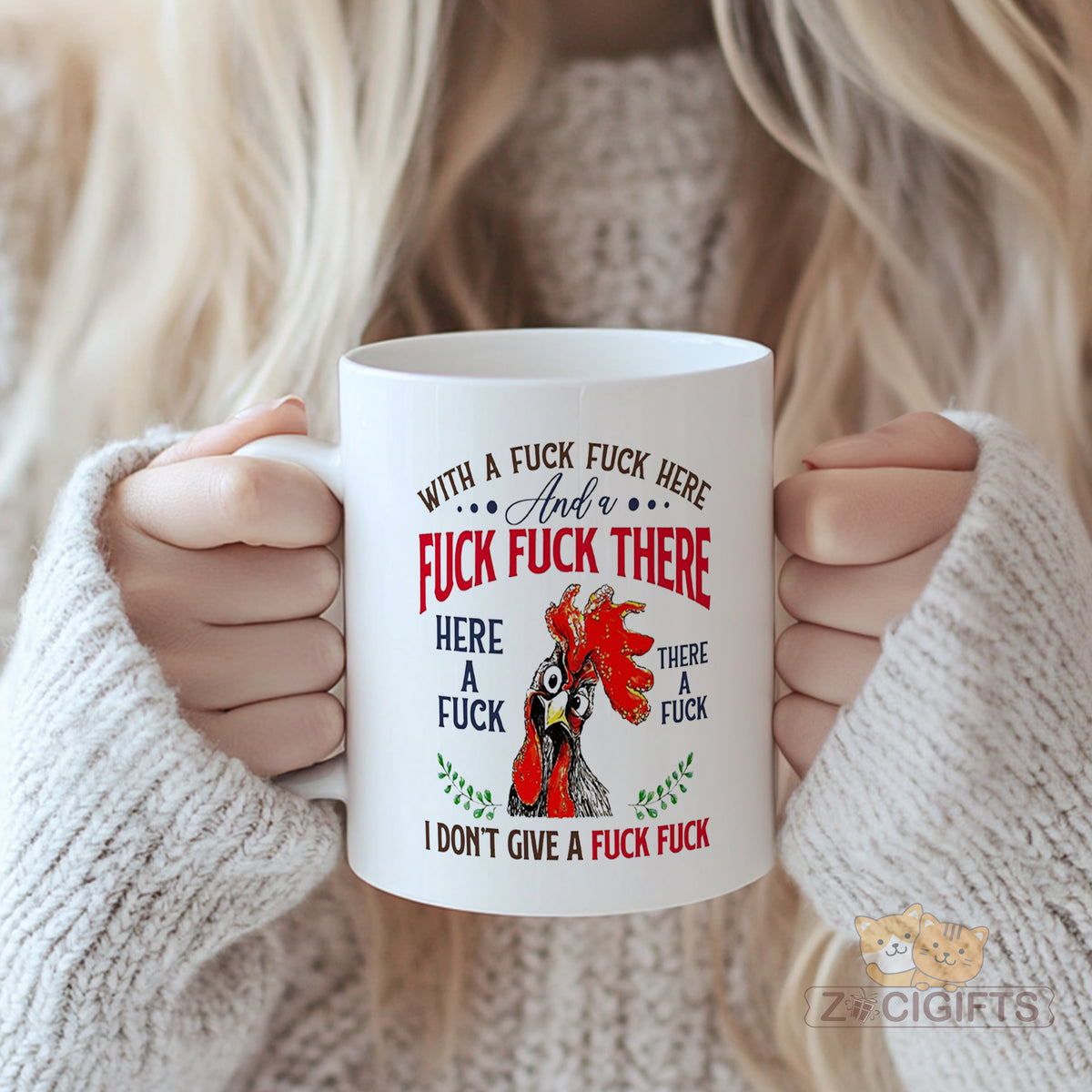 Funny Rooster - Cussing Mug for Adults, Humorous and Bold Coffee Cup, Perfect Gift for Those Who Don't Give a F?*?, Unique Home Decor and Novelty Item, High - Quality Ceramic