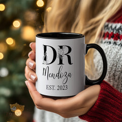 Personalized Monogram Mug with Floral Design - Custom Initials and Name - Perfect Gift for Her or Him - Established Year Option - High-Quality Ceramic Mug for Coffee, Tea, or Hot Chocolate