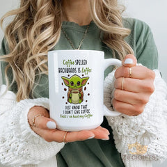 Cute Baby Yoda Mug with Funny Coffee - Backwards Spell Quote - Ideal Gift for Star Wars Fans & Coffee Lovers - High - Quality Ceramic Mug