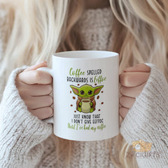 Funny Baby Yoda "Don't Give Eeffoc" Coffee - Lover's Ceramic Mug for Cozy Mornings, Unique Gift Idea, 11oz, Perfect for Star Wars Fans, Cuteness Filled with Coffee Humor