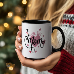 I Love You Mom Ceramic Mug - Heart - Design, Perfect Gift for Mothers' Day, Birthdays, or Just Because - High - Quality and Microwave Safe - Ideal Gift for Moms