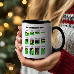 Unique "How Are You Feeling Today?" Mug - Express Your Emotions with Quirky Pixel - Art Design, Perfect Gift for Friends and Yourself
