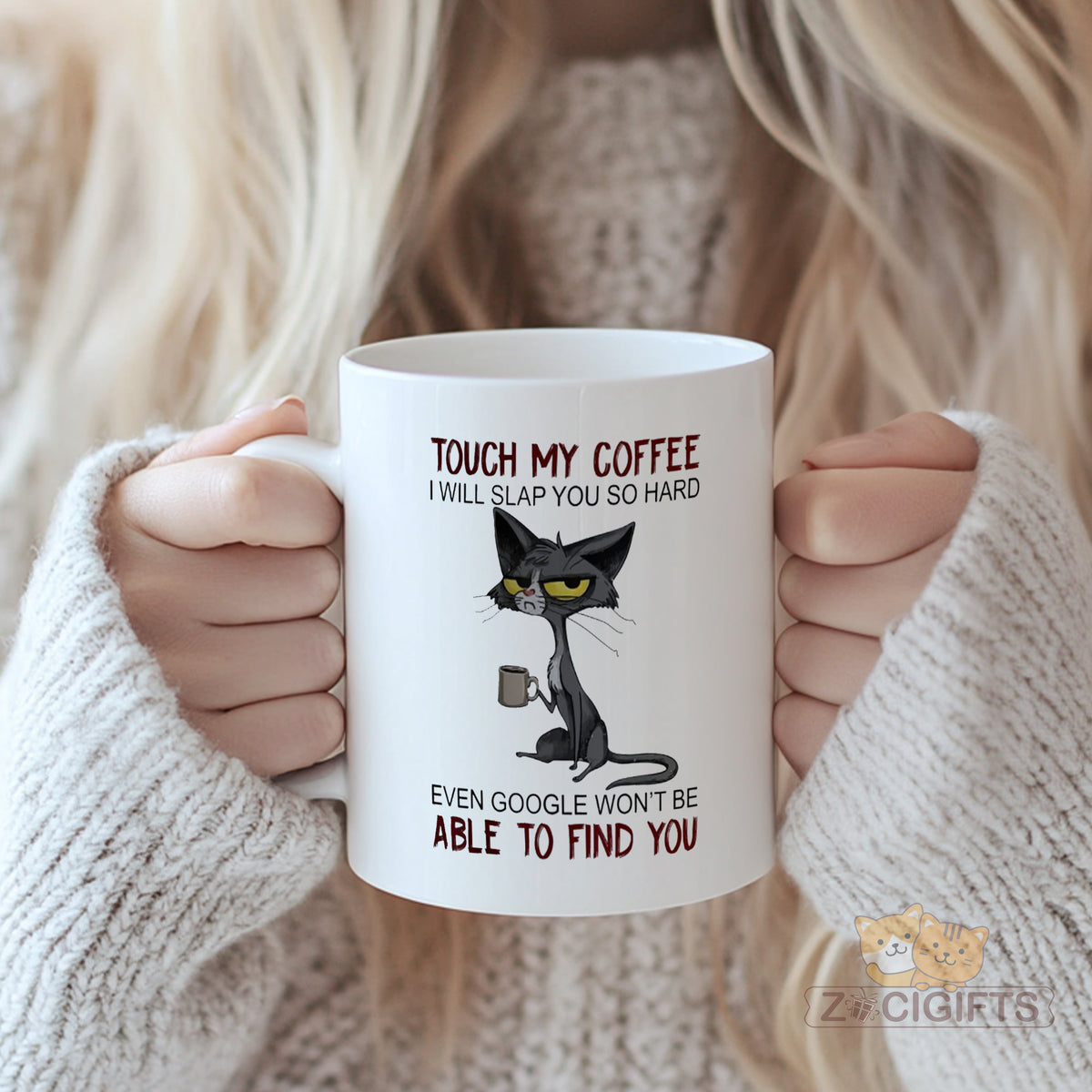 Funny Cat Mug - "Touch My Coffee" with Bold Warning, Perfect for Coffee Lovers and Cat Enthusiasts, High-Quality Ceramic Mug for Office or Home