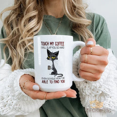 Funny Cat Mug - "Touch My Coffee" with Bold Warning, Perfect for Coffee Lovers and Cat Enthusiasts, High-Quality Ceramic Mug for Office or Home