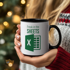 Funny Excel Freak in the Sheets Mug - Ideal Gift for Office Workers, Data Analysts, and Spreadsheet Enthusiasts - High-Quality Ceramic Mug for Coffee and Tea