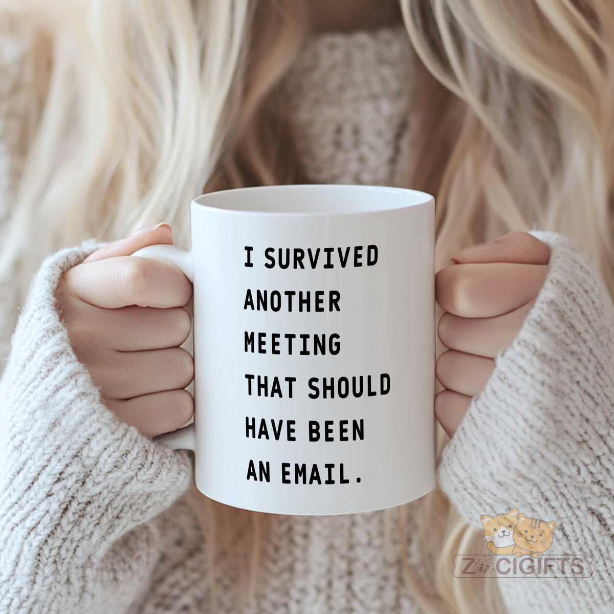Funny Office Mug - I Survived Another Meeting That Should Have Been an Email - Sarcastic Humor Coffee Cup for Work, Home, Desk Decor - Perfect Gift for Coworkers, Bosses, and Anyone Who Hates Pointless Meetings