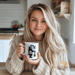 Spooky Halloween Mug - Cute Grim Reaper, Ghost, Pumpkin & Haunted House Design - Perfect for Trick-or-Treat, Costume Parties, Fall Decor & Coffee Lovers