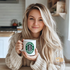 Halloween - themed "Drink Up Witches" Skeleton - Mermaid Starbucks Parody Ceramic Mug - Perfect for Spooky Season, Witch Lovers, and Coffee/Tea Enthusiasts