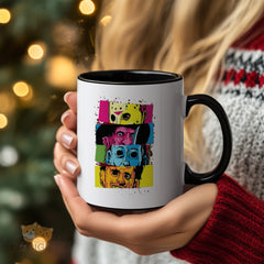 Colorful Horror Icons Mug ¨C Vintage Pop - Art Design for Horror Fans, Durable Ceramic Coffee Cup, Unique Gift for Halloween and Beyond