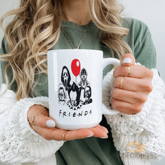 Scary Friends Mug - Horror Movie Characters Design, Perfect for Horror Fans, Durable Ceramic Mug for Coffee, Tea and More
