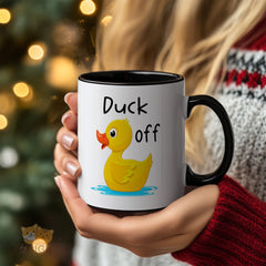 Funny Duck Mug - "Duck Off" Novelty Ceramic Cup for Coffee, Tea - Unique Gift Idea for Friends and Family, Durable and Dishwasher Safe