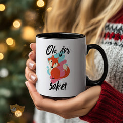 Oh For Sake Fox Design Mug, Funny Quote Mug, Cute Animal Mug, Unique Gift for Friends, Cozy Home Mug, Durable Ceramic Mug
