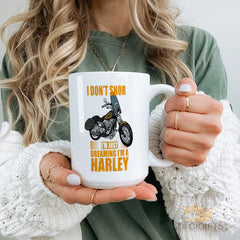 Fun Motorcycle - themed Mug: "I Don't Snore, I'm Just Dreaming I'm a Harley" - Unique Gift for Bikers and Motorcycle Enthusiasts