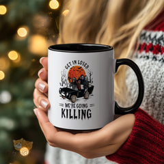 Halloween - themed Mug with Horror Icons: "Get in Loser, We're Going Killing" - Perfect for Horror Fans, Unique Gift Idea, High - quality Ceramic Mug
