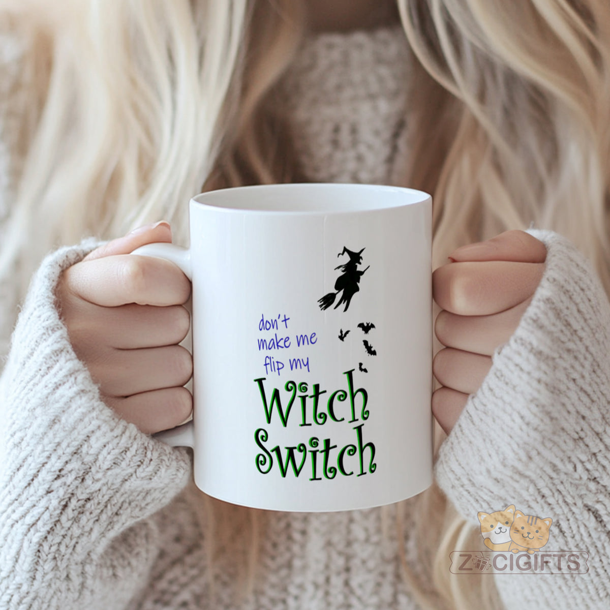Funny Witch - themed Ceramic Mug with Catchphrase Don't make me flip my Witch Switch - Ideal Halloween Gift for Witches and Magic - lovers