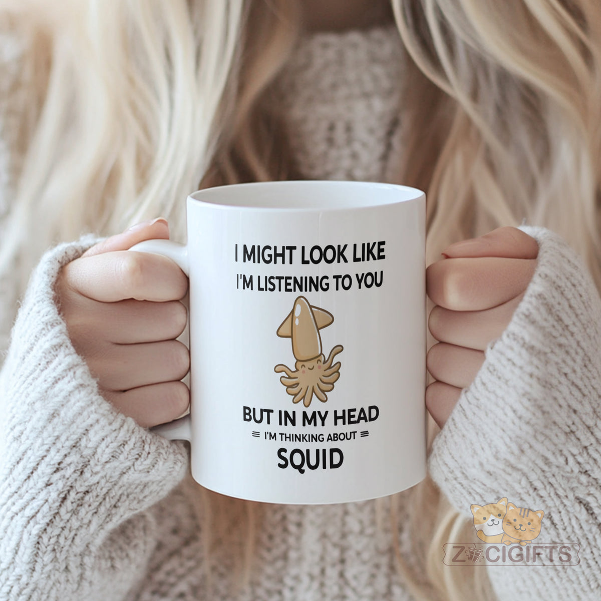 Funny Squid - Themed Mug - Perfect for Thoughtful Daydreamers and Seafood Enthusiasts! Ideal Gift for Friends Who Love Quirky Kitchenware and Humorous Home Decor