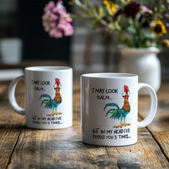 Relatable Chicken Mug | Funny I May Look Calm But In My Head I've Pecked You 3 Times Quote Mug | Quirky Gift for Friends, Family, or Co-Workers | Gift for Chicken Lovers | Novelty Mug for Coffee and Tea Drinkers | Perfect for Any Occasion