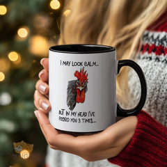 I May Look Calm But In My Head I've Pecked You 3 Times Funny Chicken Mug | Novelty Gift for Chicken Lovers, Friends, Family & Coworkers | Premium Ceramic Coffee Mug with Humorous Slogan