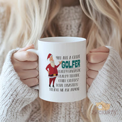 Funny Christmas - themed Golf Mug - Perfect Gift for Golf Enthusiasts, Great Golfer Quote, Unique Home and Office Drinkware