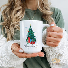 Merry Christmas Mug - Festive Ceramic Coffee Cup with Christmas Tree Design, Perfect Holiday Gift for Family and Friends