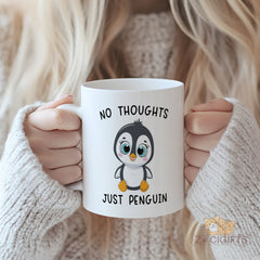 No Thoughts Just Penguin Cute Animal Mug | Adorable Kitchenware for Cozy Mornings & Tea Lovers | Gift Idea for Penguin Enthusiasts
