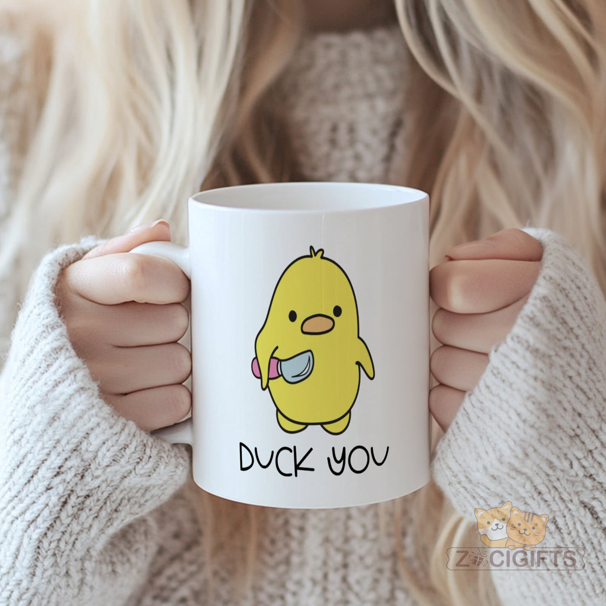 Funny Duck Mug with "Duck You" Print - Cute and Humorous Ceramic Coffee Cup for Office, Home, Gifts for Friends, Family, Coworkers, Birthday Party Favors