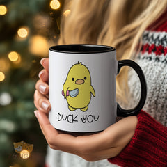 Funny Duck Mug with "Duck You" Print - Cute and Humorous Ceramic Coffee Cup for Office, Home, Gifts for Friends, Family, Coworkers, Birthday Party Favors