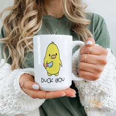 Funny Duck Mug with "Duck You" Print - Cute and Humorous Ceramic Coffee Cup for Office, Home, Gifts for Friends, Family, Coworkers, Birthday Party Favors