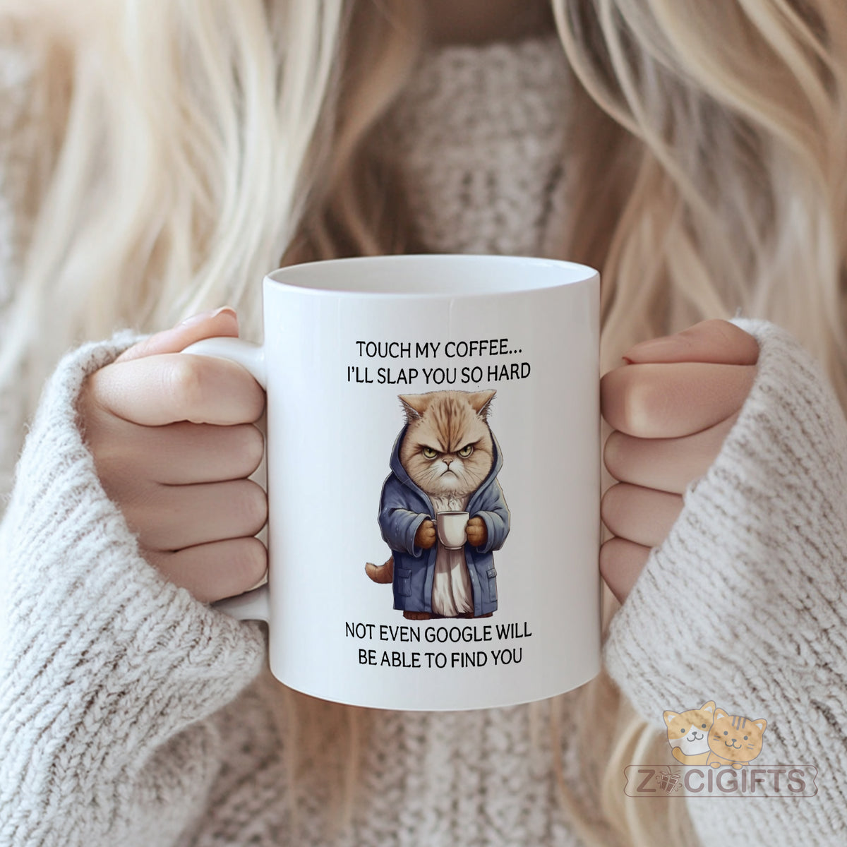 Protect Your Coffee Like a Boss! "Touch My Coffee... I¡¯ll Slap You So Hard" Funny Cat Mug ¨C Bold Slogan + Unique Design for Morning Motivation, Office Humor, or Gift Idea! Dishwasher Safe, 11oz Ceramic Cup