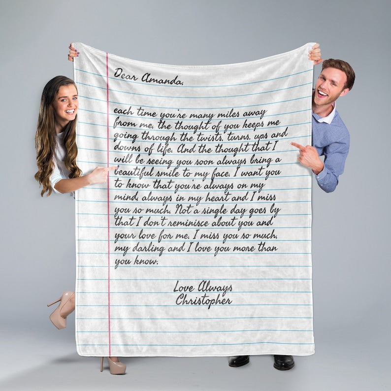 Custom Letter Note Throw Blanket Ruled Paper
