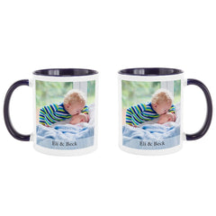 Personalized Photo Mug with Message - 11oz W/ Colored Handle - 15 oz All White Mug - Custom Photo Coffee Mug - Choose From 6 Handle Colors