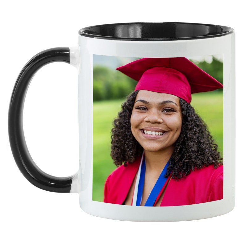 Personalized Photo Mug - 11oz With Colored Handle15oz All White Mug-Custom Photo Coffee Mug-For the Coffee Lover-Choose From 6 Handle Colors