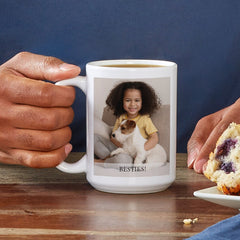 Personalized Photo Mug with Message - 11oz W/ Colored Handle - 15 oz All White Mug - Custom Photo Coffee Mug - Choose From 6 Handle Colors