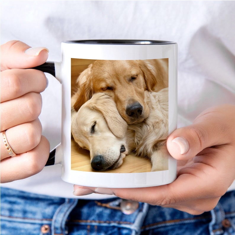 Personalized Photo Mug - 11oz With Colored Handle15oz All White Mug-Custom Photo Coffee Mug-For the Coffee Lover-Choose From 6 Handle Colors