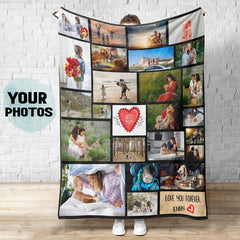 Personalized Photo Blanket, Custom Mother's day Picture blanket, Plush Velveteen or Sherpa Mom Blanket with Your Pictures and Text