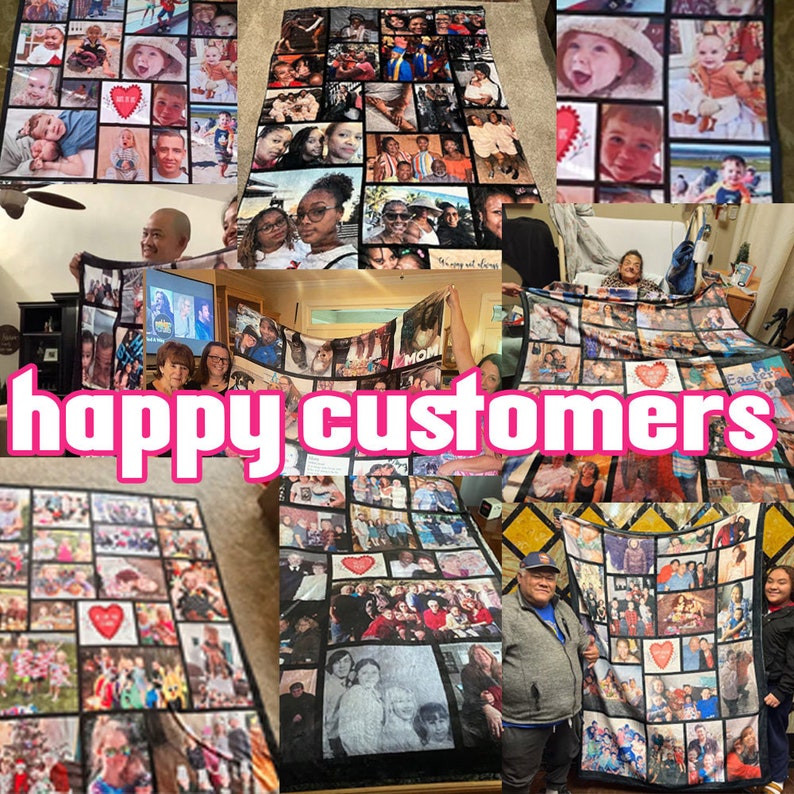 Personalized Photo Blanket, Custom Mother's day Picture blanket, Plush Velveteen or Sherpa Mom Blanket with Your Pictures and Text