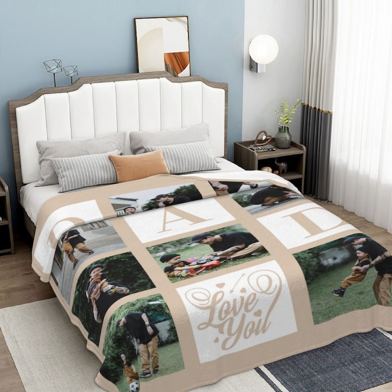 Personalized Photo Blanket Custom Throw Blanket with Pictures Throw Blanket Gift Flannel Blanket with Images Text for Birthday Christmas