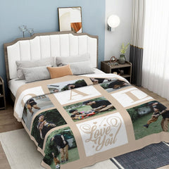 Personalized Photo Blanket Custom Throw Blanket with Pictures Throw Blanket Gift Flannel Blanket with Images Text for Birthday Christmas