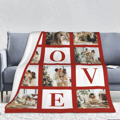 Personalized Photo Blanket Custom Throw Blanket with Pictures Throw Blanket Gift Flannel Blanket with Images Text for Birthday Christmas