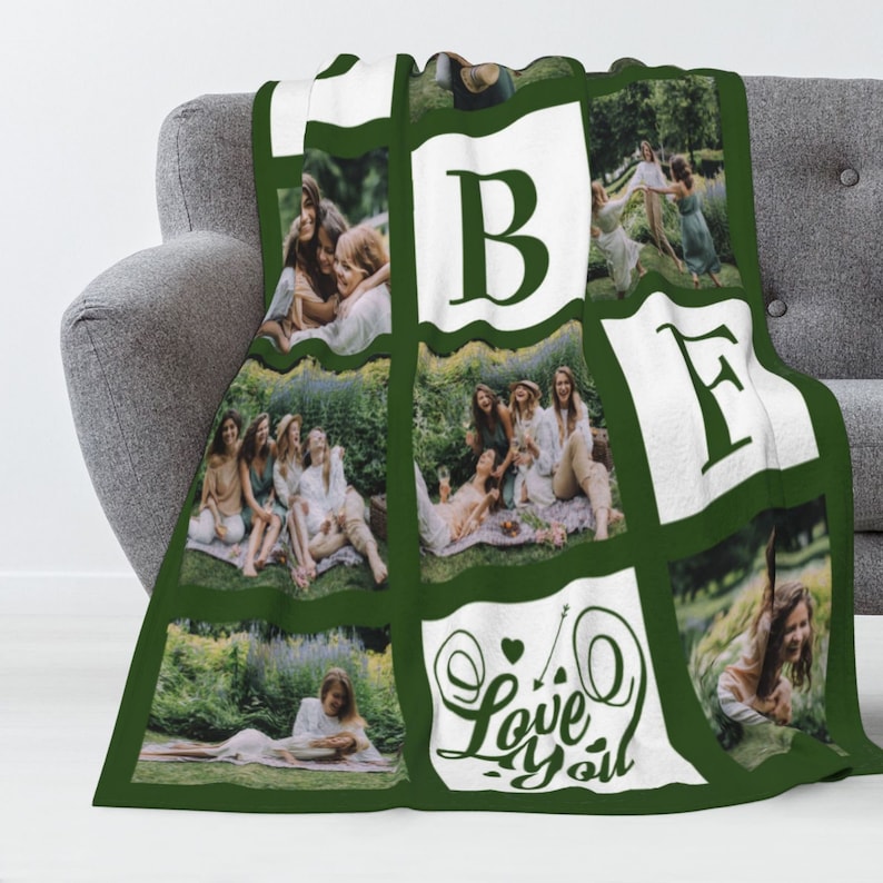 Personalized Photo Blanket Custom Throw Blanket with Pictures Throw Blanket Gift Flannel Blanket with Images Text for Birthday Christmas