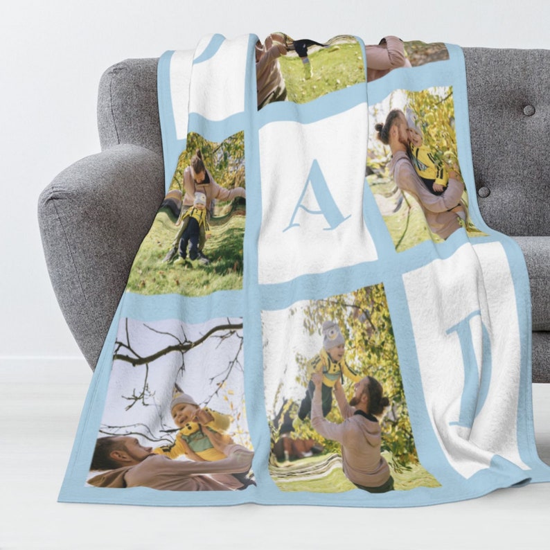Personalized Photo Blanket Custom Throw Blanket with Pictures Throw Blanket Gift Flannel Blanket with Images Text for Birthday Christmas