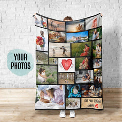 Personalized Photo Blanket, Custom Mother's day Picture blanket, Plush Velveteen or Sherpa Mom Blanket with Your Pictures and Text